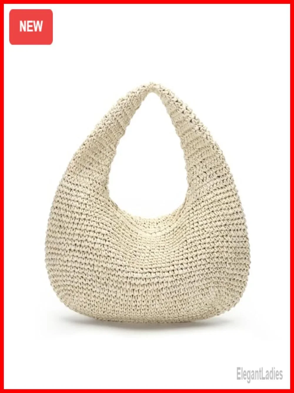 Handmade Straw Woven Crescent Hobo Shoulder Bag Beach Purse Tote